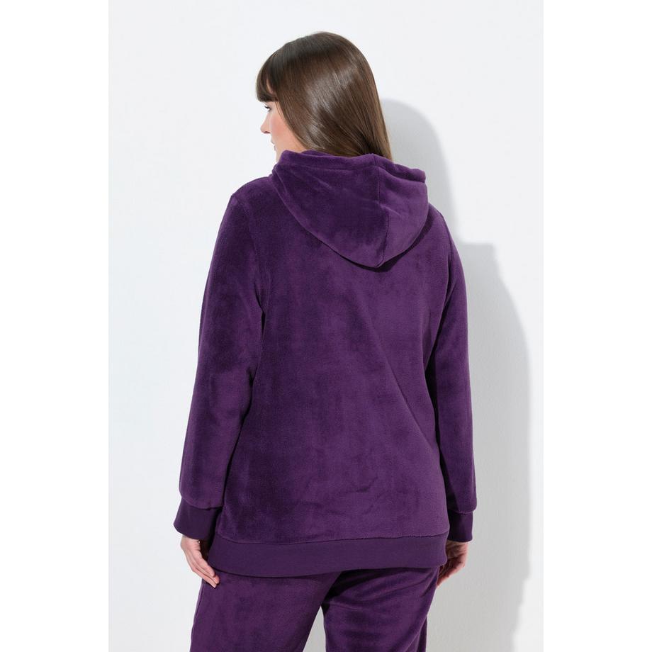 Ulla Popken Homewear Plüsch Kapuzenjacke mit Kängurutaschen  