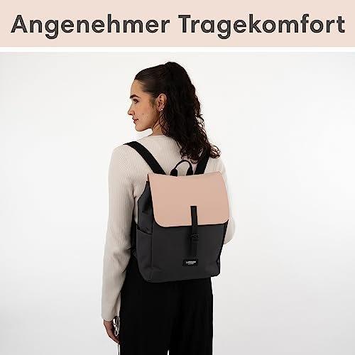 Only-bags.store Backpack Small Grey Pink - Ida - Small backpack for leisure, university or city - With laptop compartment (up to 13 inches) - Elegant & Sustainable - Water repellent  