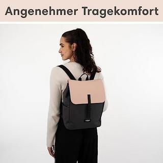 Only-bags.store Ida Kleiner Grau Rosa Rucksack mit Laptopfach  