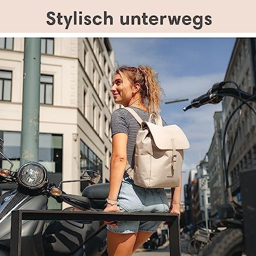 Only-bags.store Ida Kleiner Grau Rosa Rucksack mit Laptopfach  