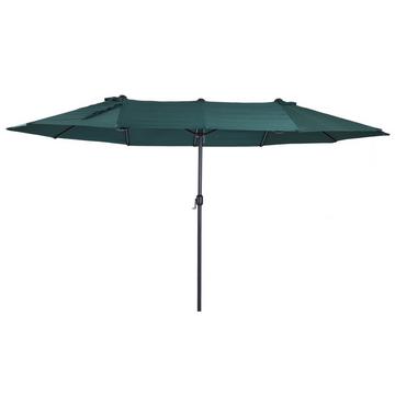 Parasol Parasol De Jardin Parasol De Marché Parasol Double Parasol De Patio Avec Porte-Parapluie Manivelle Vert Foncé Ovale 460 X 270 X 240 Cm