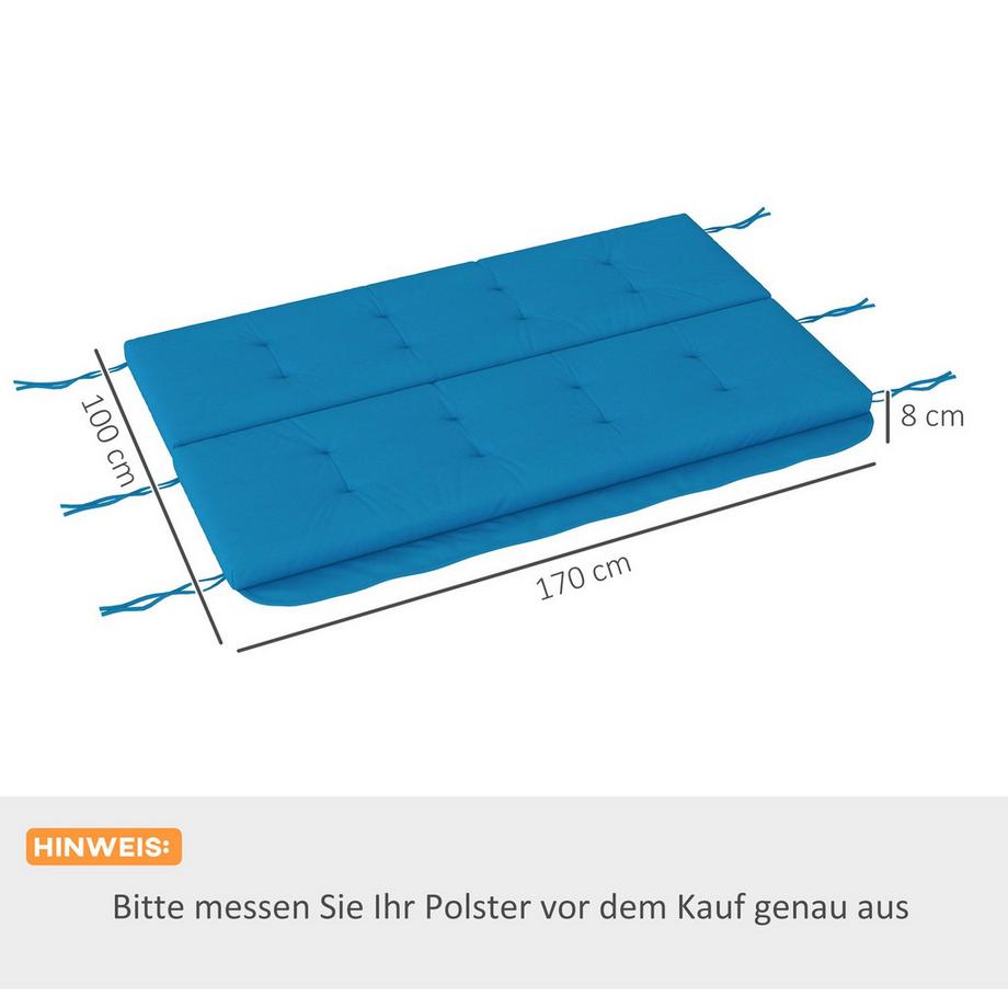 Northio Hollywoodschaukel Auflagen-Set 170 Cm Stuhlkissen Schaukelauflage Sitzkissen Gartenschaukel Gartenpolster Rückenkissen Seitenkissen Blau  