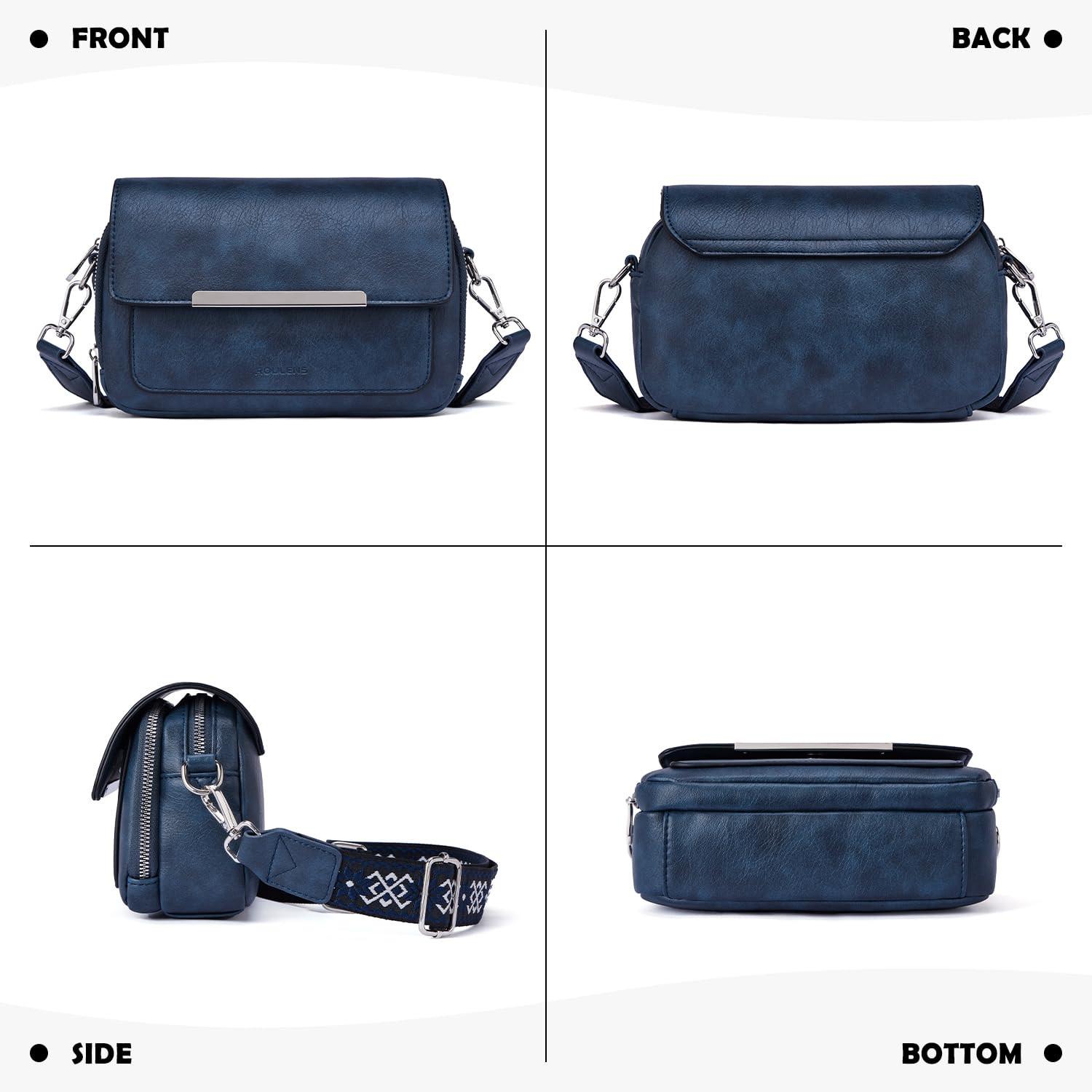 Only-bags.store Vegane Leder Crossbody Bag mit verstellbarem abnehmbarem breitem Riemen  