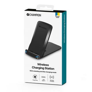 Champion  Caricabatterie Wireless 10W QI In Piedi Nero 