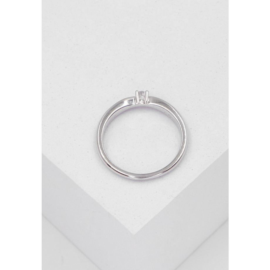 MUAU Schmuck  Solitaire Ring Diamant 0.10ct. Palladium-Weissgold 750 