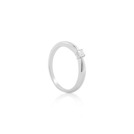 MUAU Schmuck  Solitaire Ring Diamant 0.10ct. Palladium-Weissgold 750 