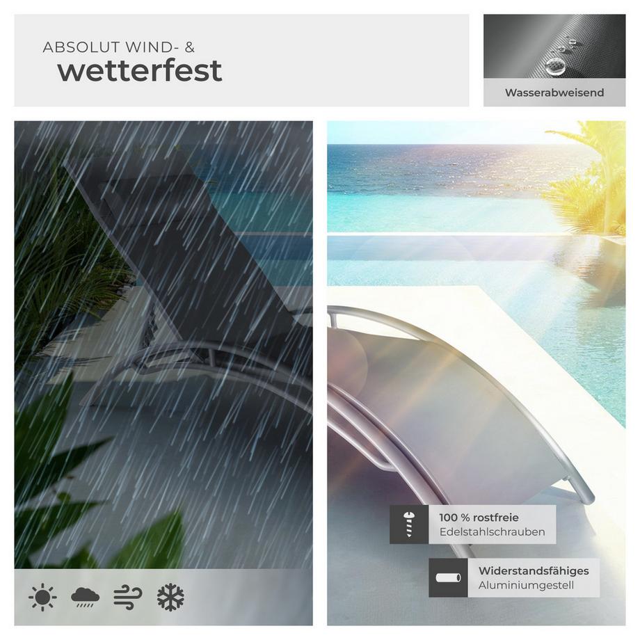 Tectake Aluminium 2er Set Gartenliege Alina Textilene-Gewebe 5-fach verstellbare Rückenlehne  