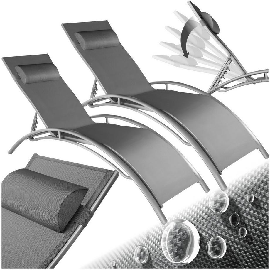 2er Set Gartenliege Alina Textilene-Gewebe mit Aluminiumgestell