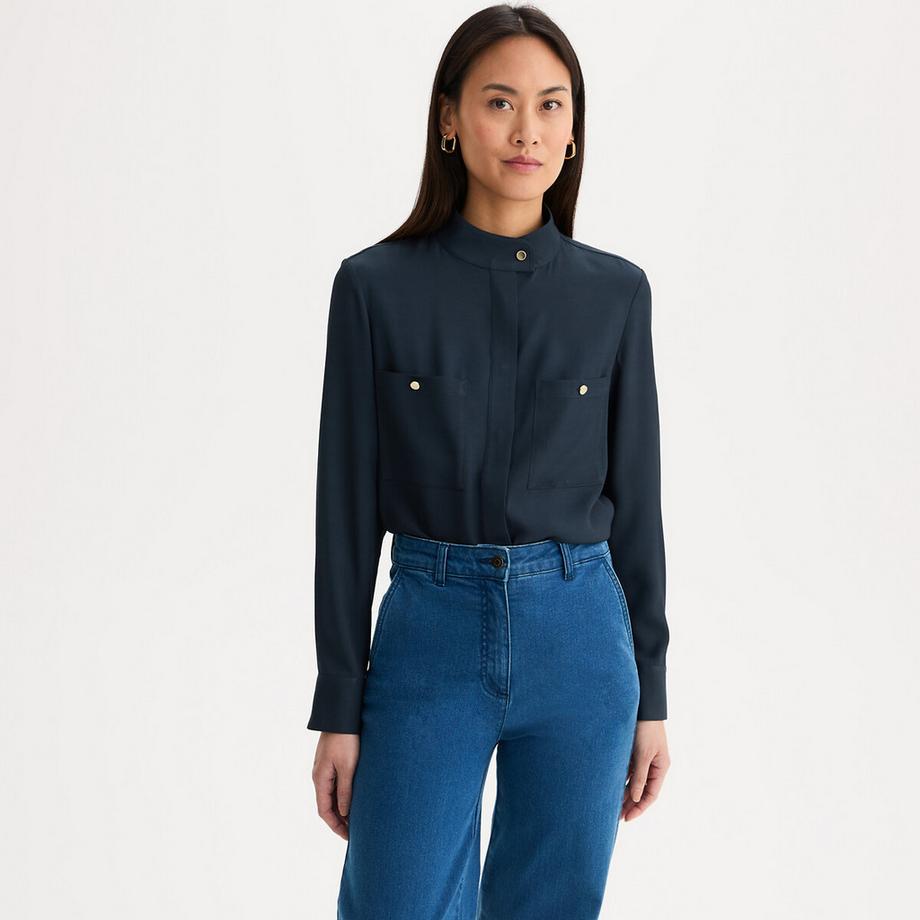 Chemise col mao manches longues en viscose