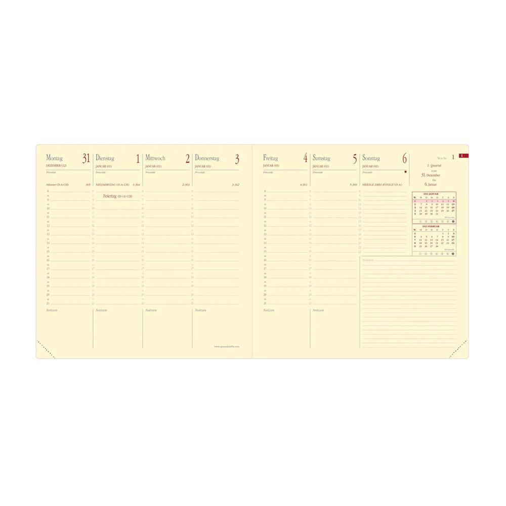 QUO-VADIS Quo Vadis - Agenda - 2025 - Esecutivo Prestige - Settimana Planning - Tedesco - Soho - Rosa - 13 mesi da dicembre a dicembre - 16x16 cm - Carta Clairefontaine Avorio - Prodotto in Francia  