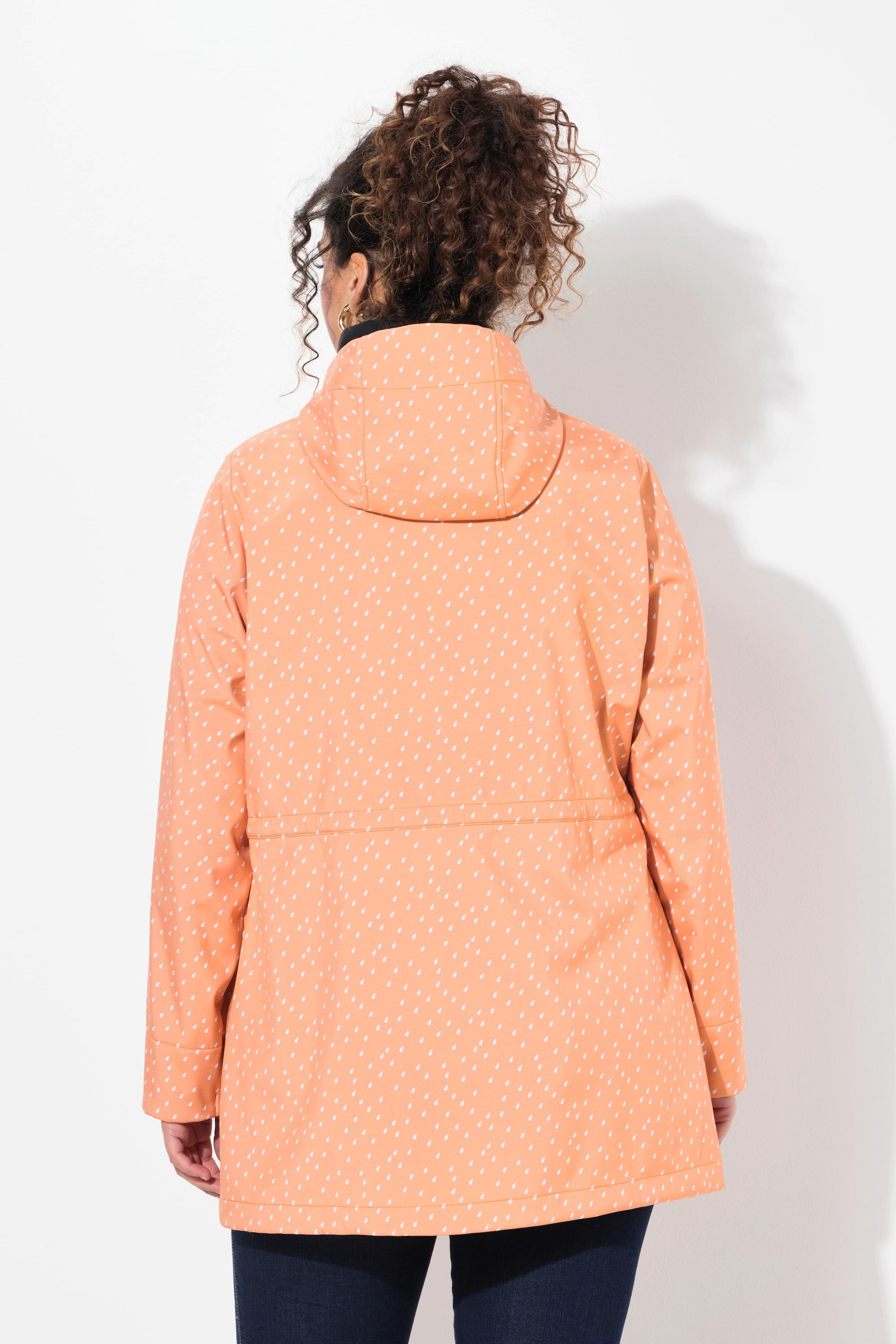 Ulla Popken Veste longue Softshell Motif Gouttes de Pluie Capuche  