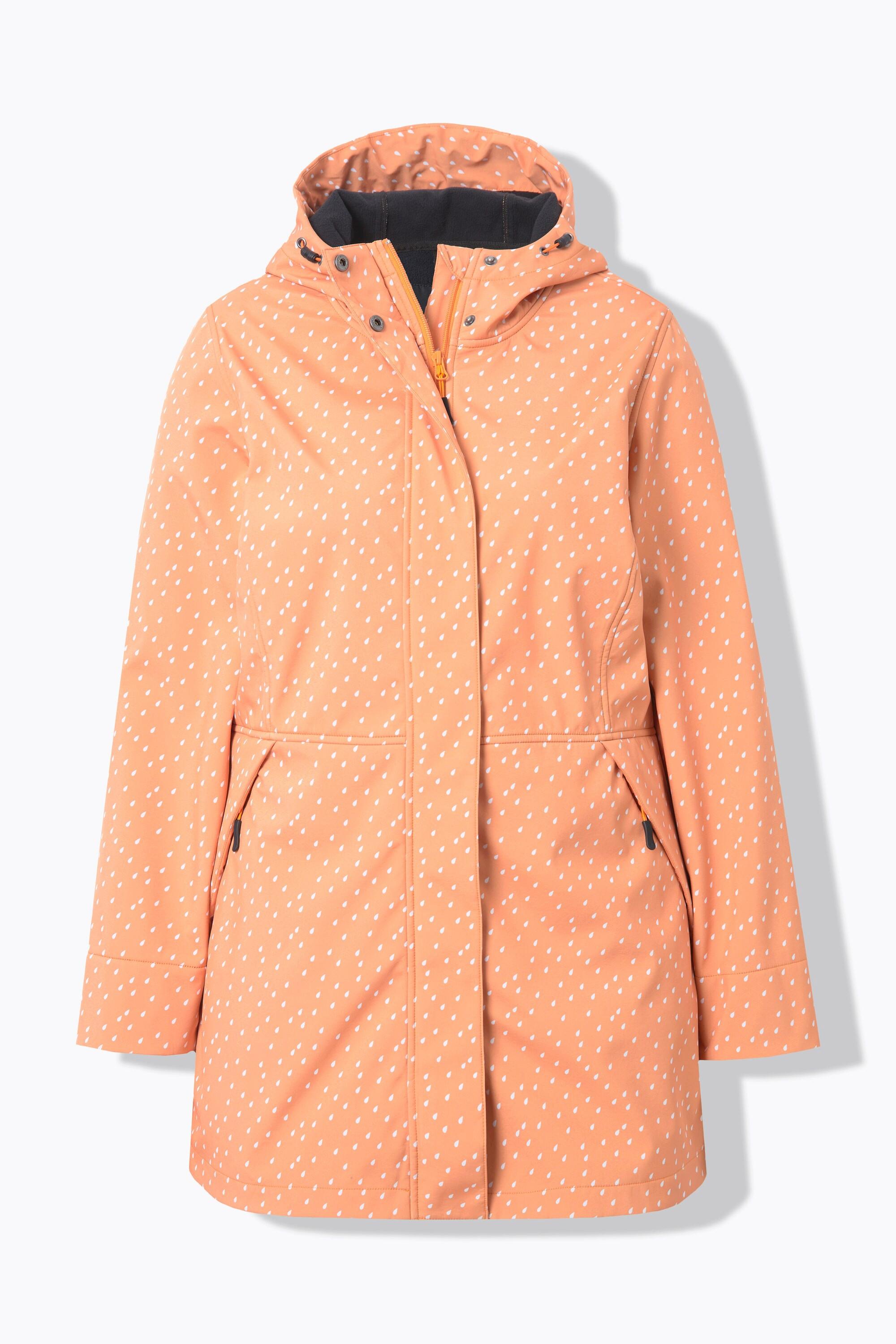 Ulla Popken Veste longue Softshell Motif Gouttes de Pluie Capuche  