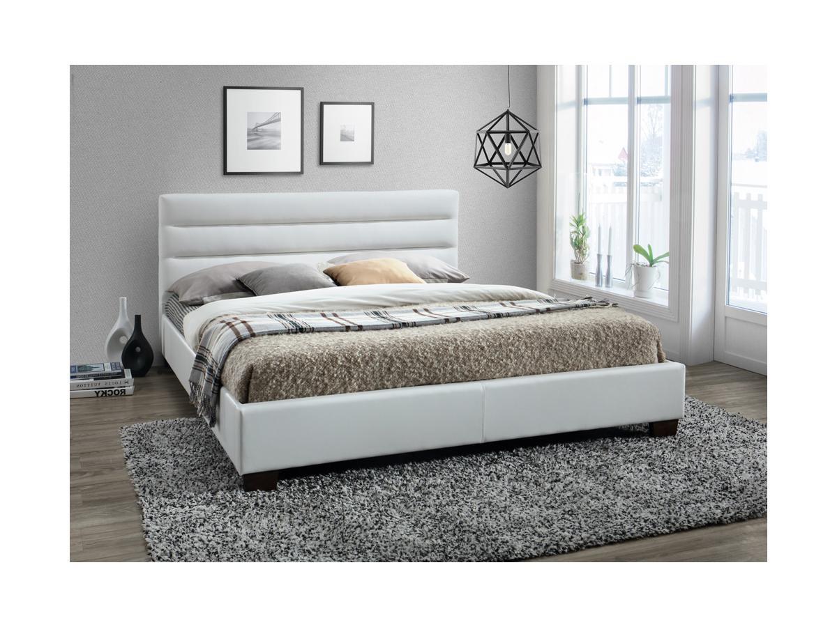 Vente-unique Letto matrimoniale in Similpelle Bianco FAUSTIN  