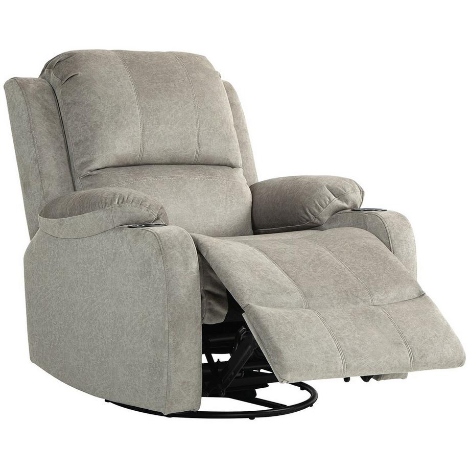 Northio  TV-Sessel mit Liegefunktion, 360° Drehbar, Wippfunktion, mit Taschenfederkern, Fußstütze, Becherhalter, 87L x 95B x 102H cm, Braun 