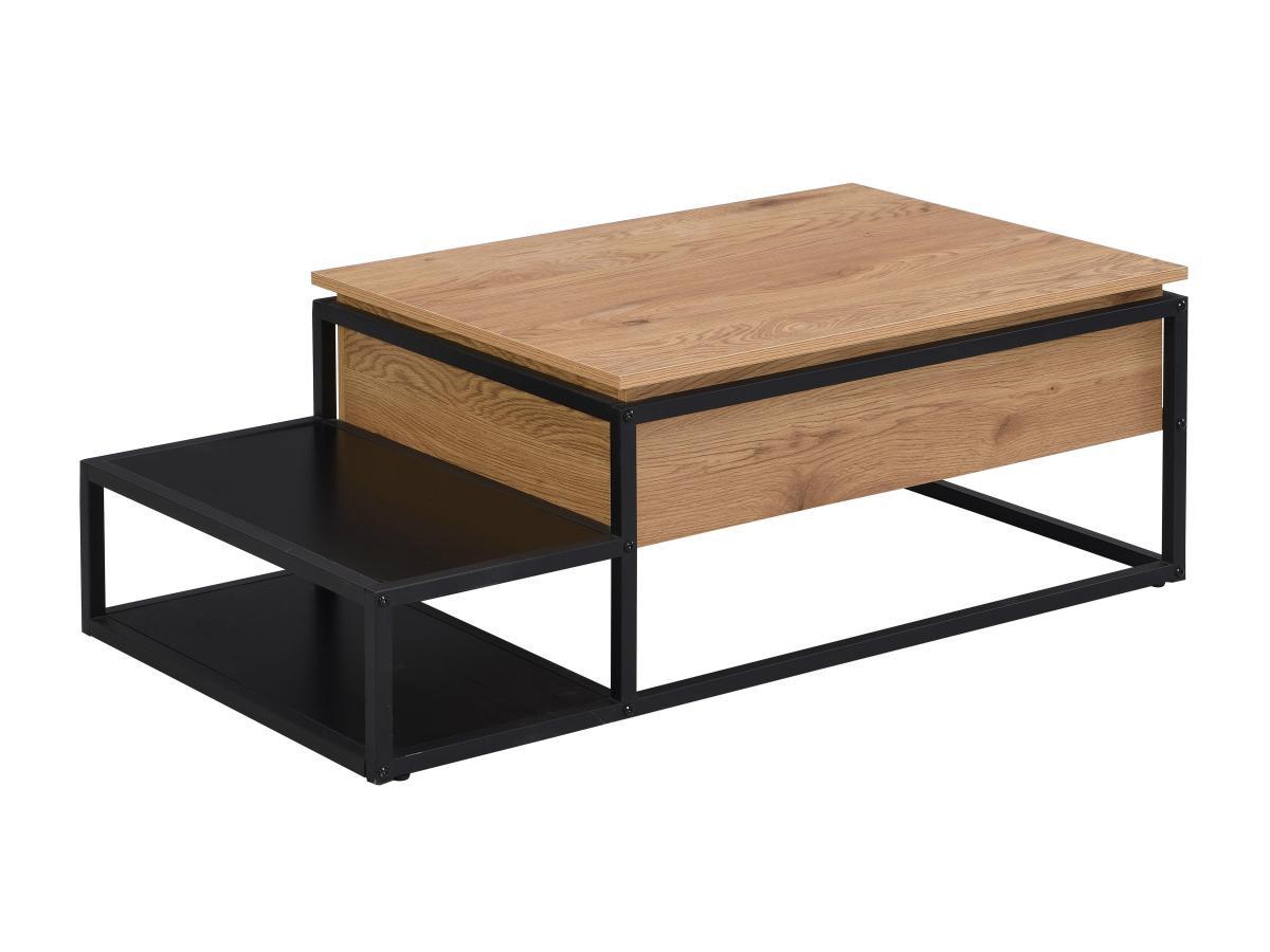 Vente-unique Couchtisch höhenverstellbar - MDF & Metall - Naturfarben & Schwarz - LUTESA  