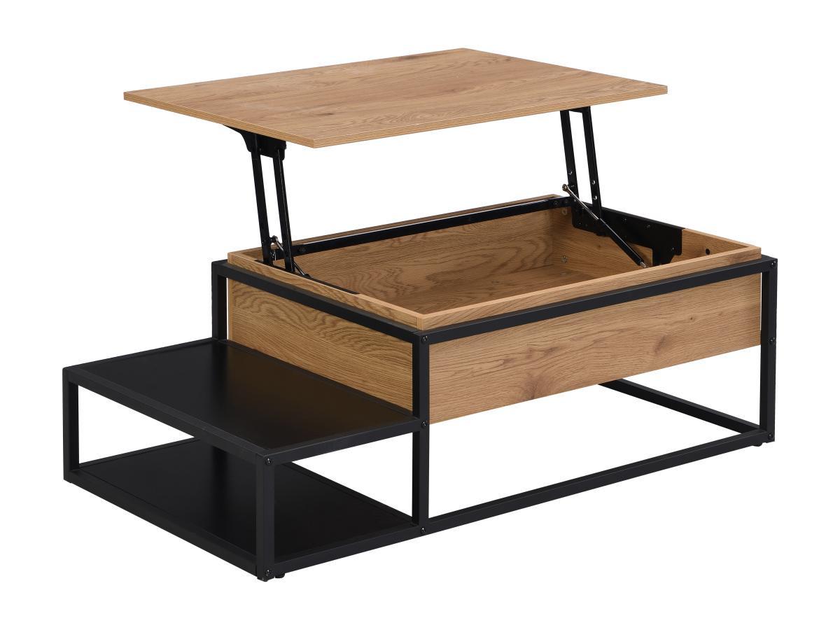 Vente-unique Couchtisch höhenverstellbar - MDF & Metall - Naturfarben & Schwarz - LUTESA  