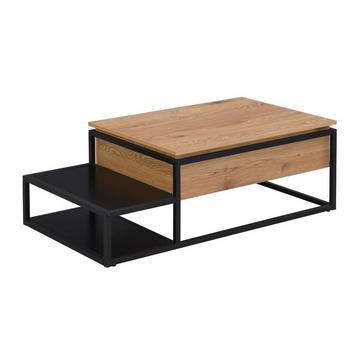 Table basse avec plateau relevable - MDF et Métal - Naturel et noir - LUTESA