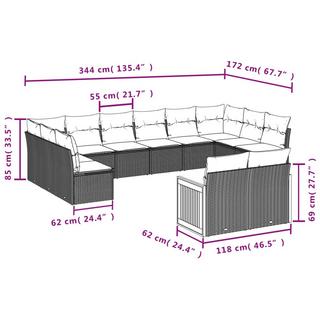 VidaXL Ensemble de canapés de jardin rotin synthétique  