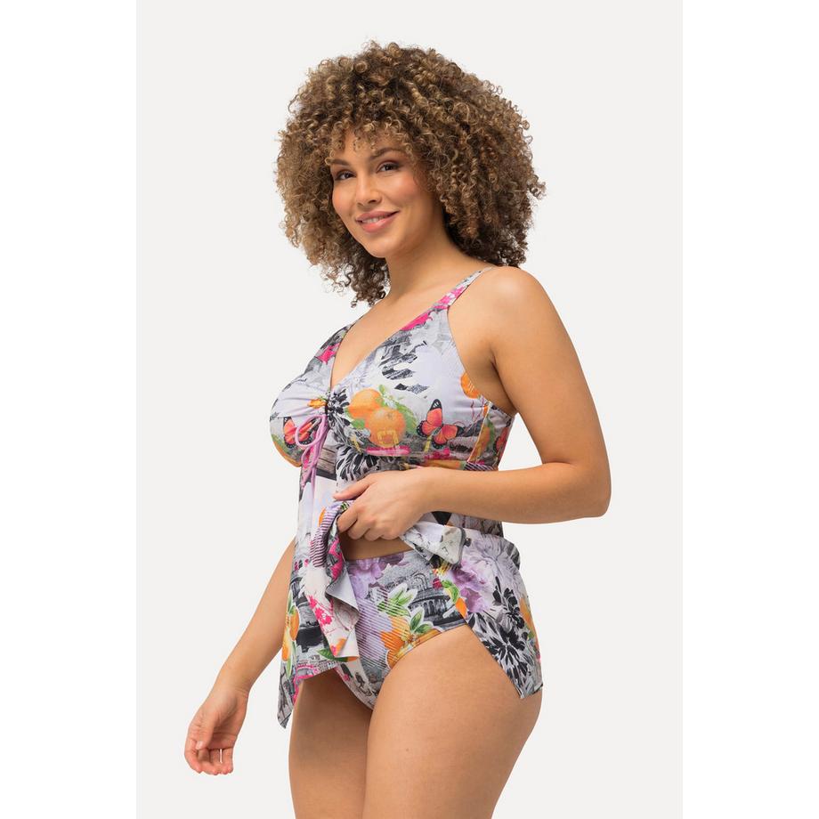 Ulla Popken Tankini avec imprimé boussoles bonnets souples et bretelles ajustables  