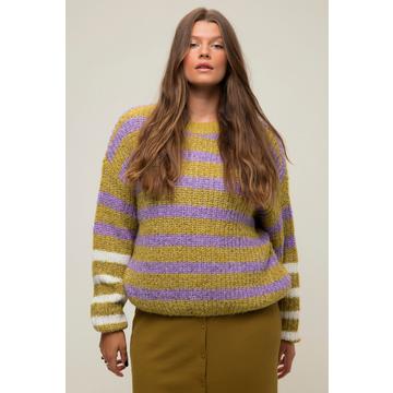 Pull oversize en maille épaisse à col rond et manches longues, mélange de rayures