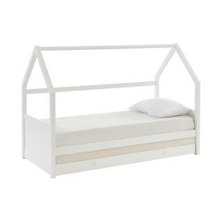 Vente-unique Ausziehbett Hausbett - Kiefernholz - 2 x 90 x 190 cm - Weiß - HURRA  