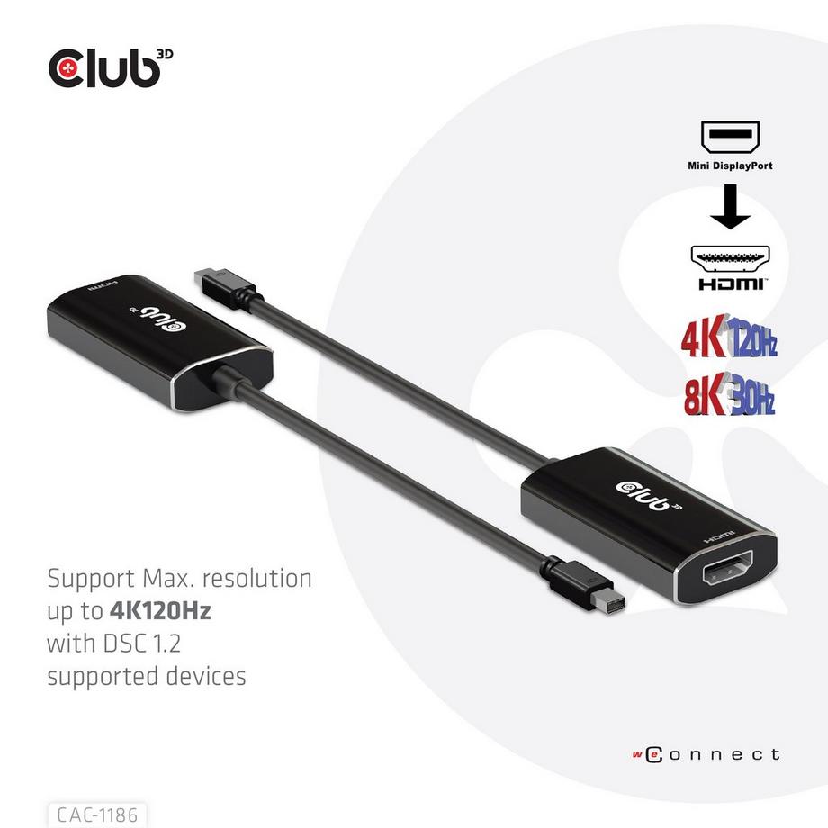 CLUB 3D  CLUB3D CAC-1186 cavo e adattatore video 0,15 m Mini DisplayPort HDMI tipo A (Standard) Nero 