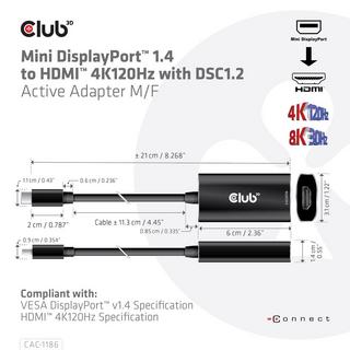CLUB 3D  Adapterkabel CAC-1186 Mini-DisplayPort - HDMI, 15 cm 