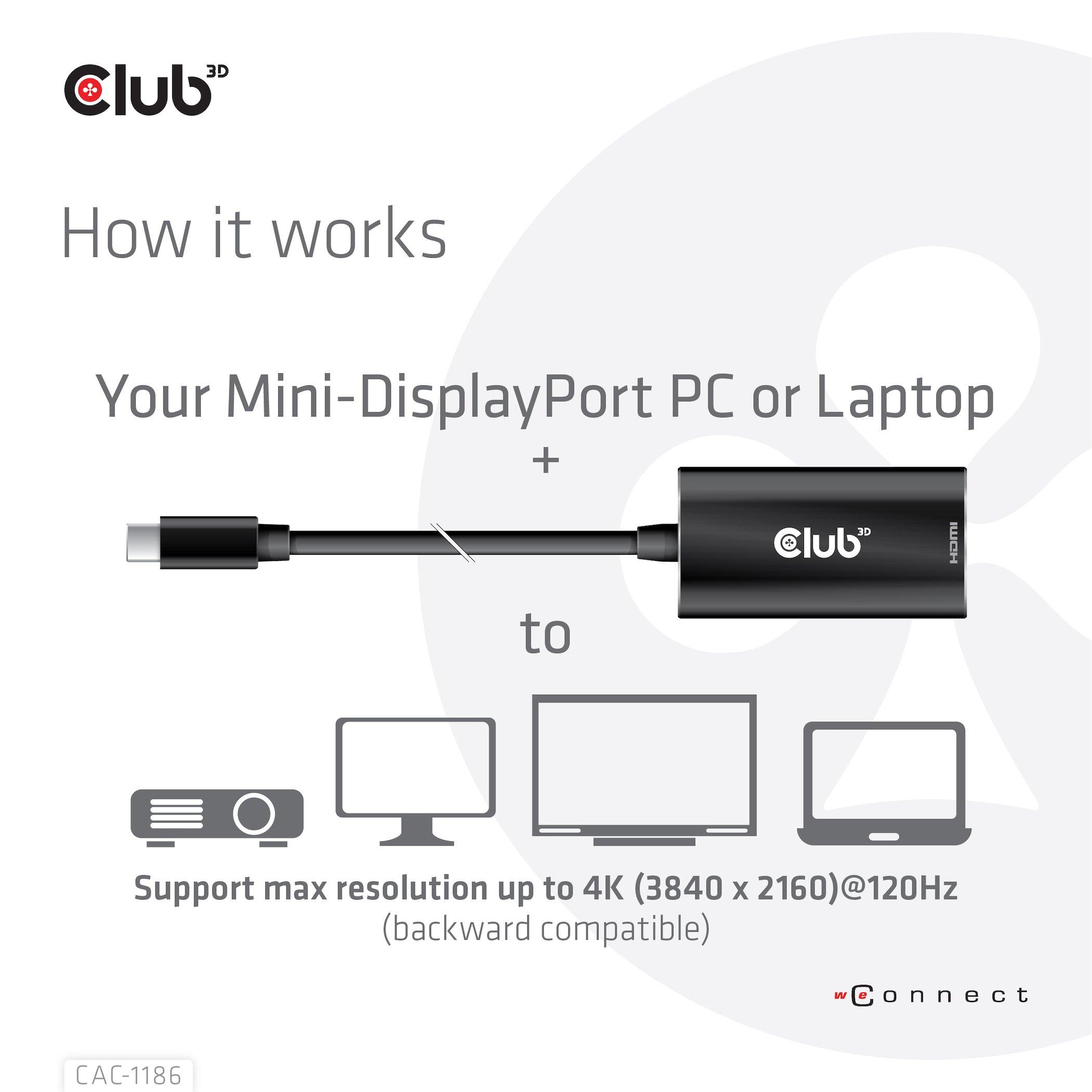 CLUB 3D  Adapterkabel CAC-1186 Mini-DisplayPort - HDMI 
