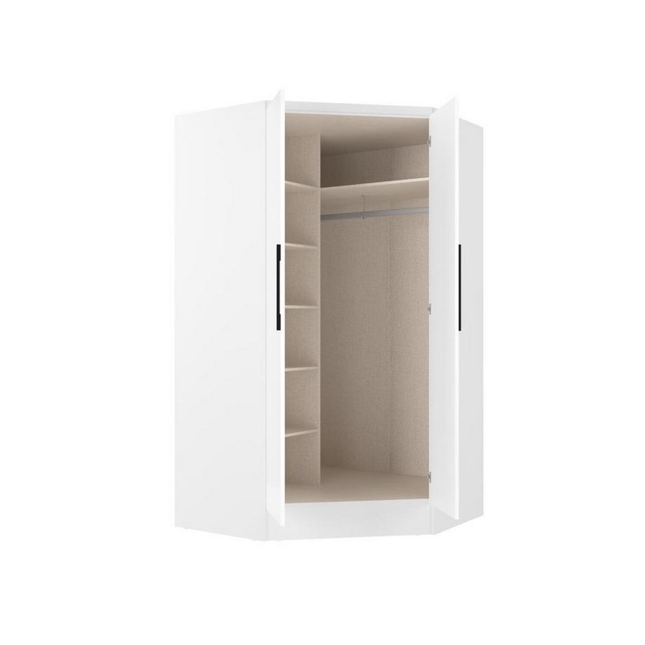 Vente-unique  Eckkleiderschrank - 2 Türen - 101 cm - Weiß - AURALI 