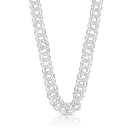 MUAU Schmuck  Collier double forçat en argent 925, 7,3mm, 45cm 