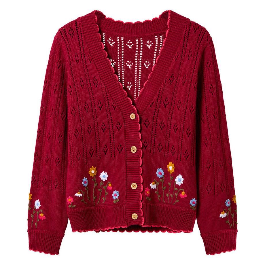 Joe Browns Ajour Strickjacke mit Blumenstickerei  