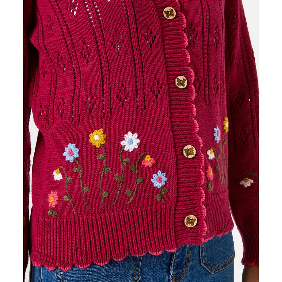 Joe Browns Ajour Strickjacke mit Blumenstickerei  