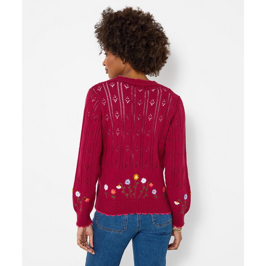 Joe Browns Ajour Strickjacke mit Blumenstickerei  