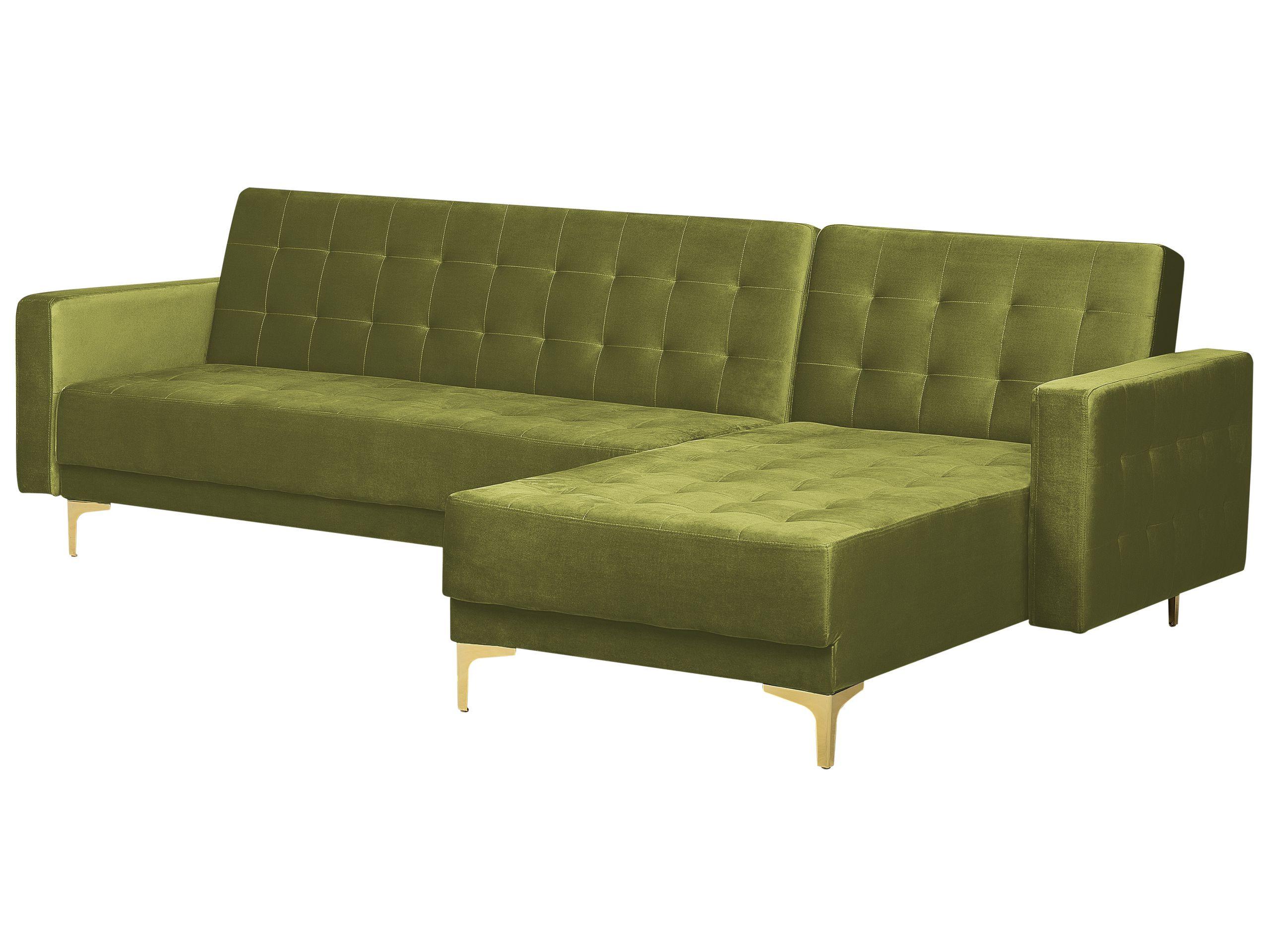 Beliani Ecksofa aus Samtstoff Retro ABERDEEN  