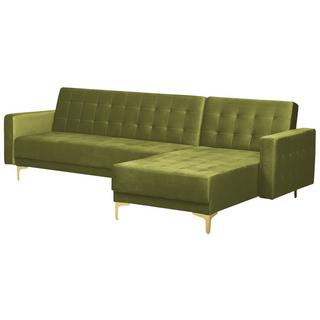 Beliani Ecksofa aus Samtstoff Retro ABERDEEN  