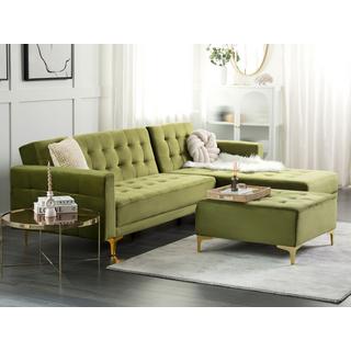 Beliani Ecksofa aus Samtstoff Retro ABERDEEN  