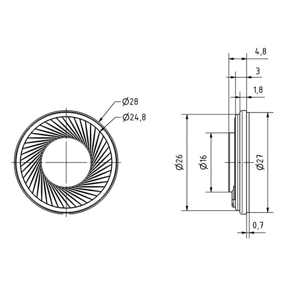 Visaton  Visaton K 28 WP 1 W 1 Stück(e) Breitbandlautsprecher-Treiber 