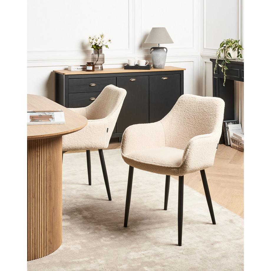 Beliani Lot de 2 chaises de salle à manger en Bouclé Minimaliste ALDEN  