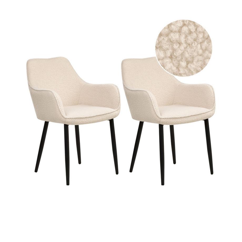 Lot de 2 chaises de salle à manger en Bouclé Minimaliste ALDEN