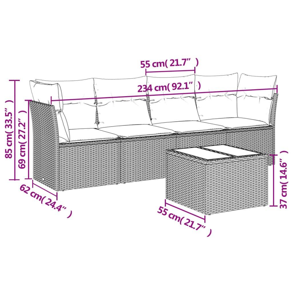 VidaXL set divano da giardino Polirattan  