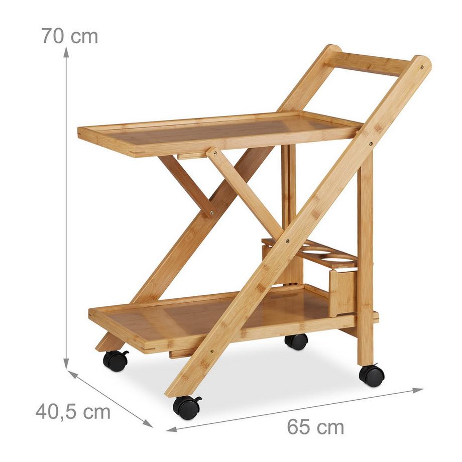 B2X Bambus-Küchenwagen mit 2 Ablagen  