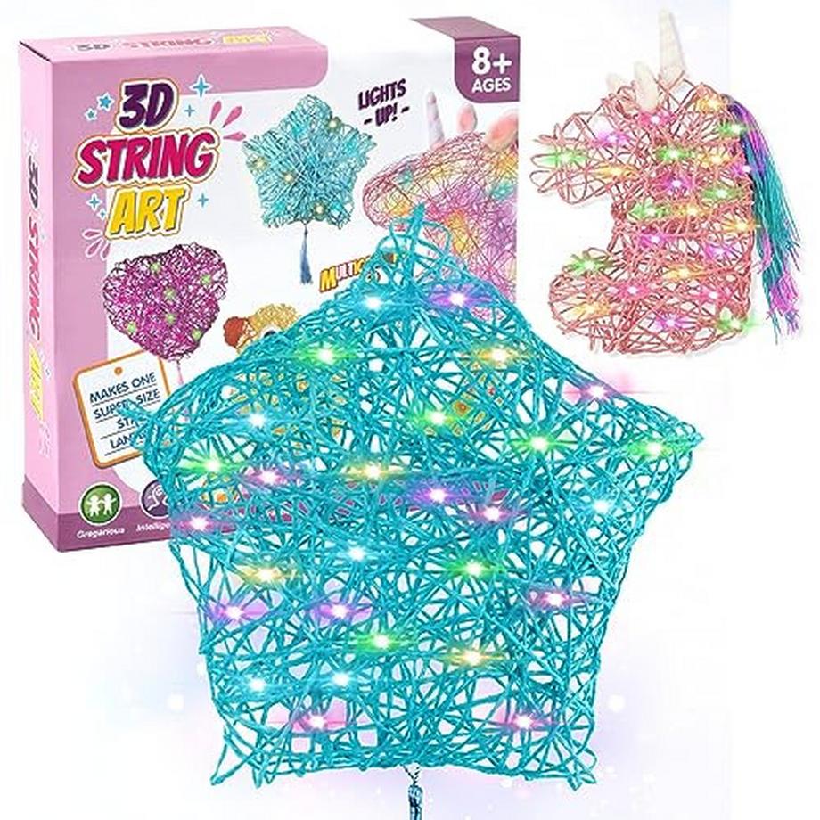 Basteln 3D String Art Kit für Kinder Bastelset mit Pentagramm Mond Einhorn Laterne Dekoration Bastelset Kreatives Einhorn