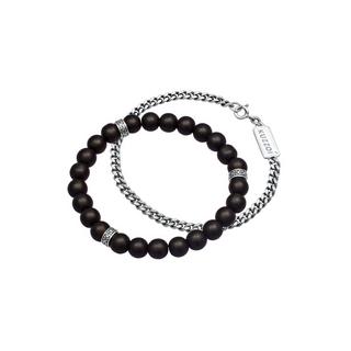 Kuzzoi  Bracelet Herren 2Er Set Onyx Stein Panzerkette 925 Silber 