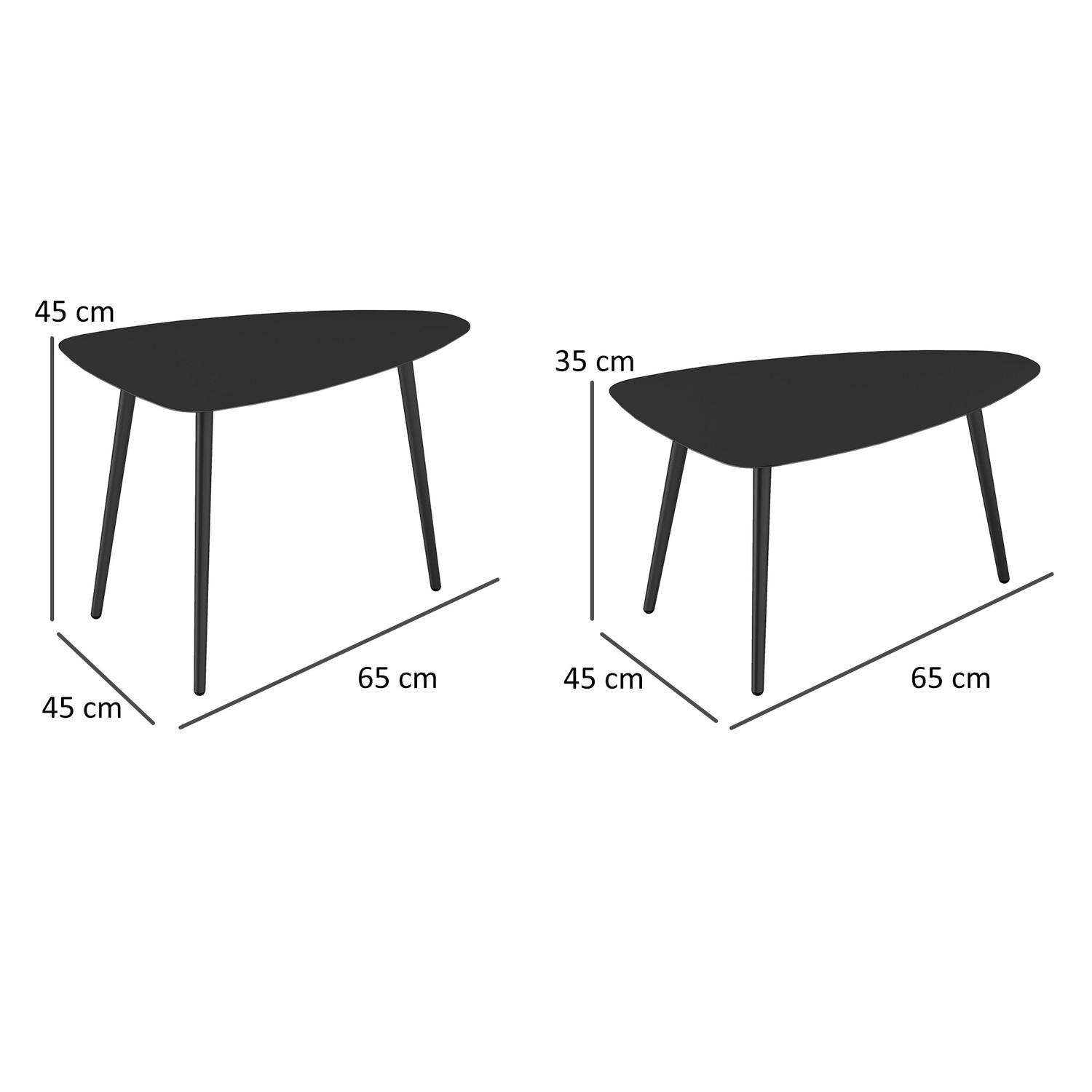 Northio Lot de 2 tables basses de balcon en acier résistant aux intempéries, table d'appoint au design géométrique, table basse d'extérieur, table de jardin, table de patio pour jardin, terrasse, balcon, noir  