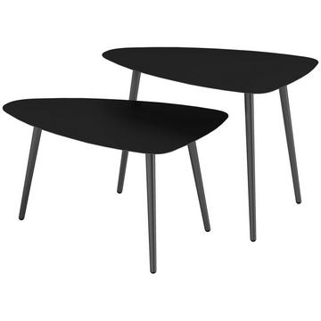 Set di 2 tavolini da caffè, tavolo da balcone resistente alle intemperie in acciaio, tavolino dal design geometrico, tavolino da esterno, tavolo da giardino, tavolo da patio per giardino, terrazza, balcone, nero