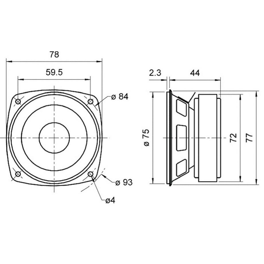 Nedis  FRS 8 m - 8 Ohm - 8 cm (3,3 ") HiFi Full Run Lautsprecher 