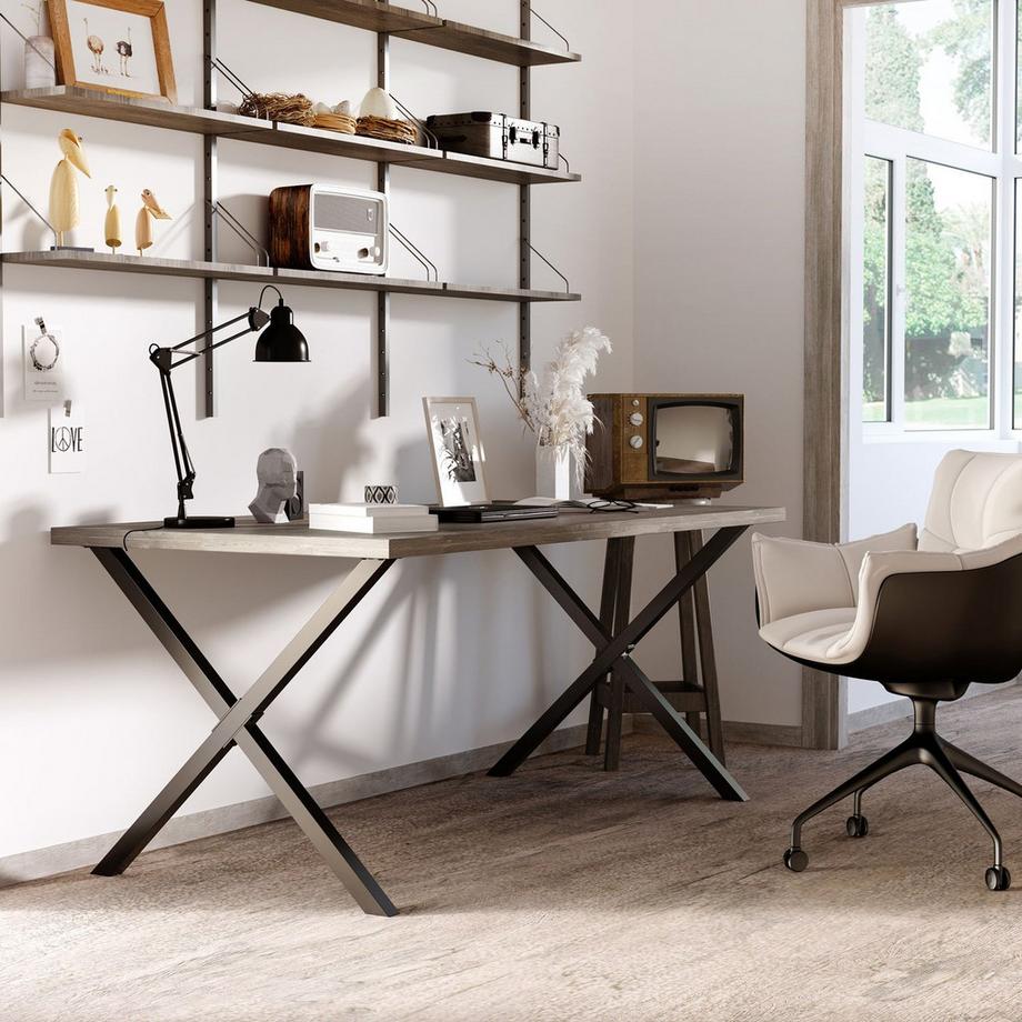 Northio Tischbeine 2 Stück Stahl, Für Esstisch Schreibtisch Couchtisch, X-Form, Schwarz, 72Cm  