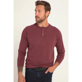 JP1880  Maglia serafino dal look vintage con scollo a girocollo, maniche lunghe e abbottonatura rosso ciliegia scuro 