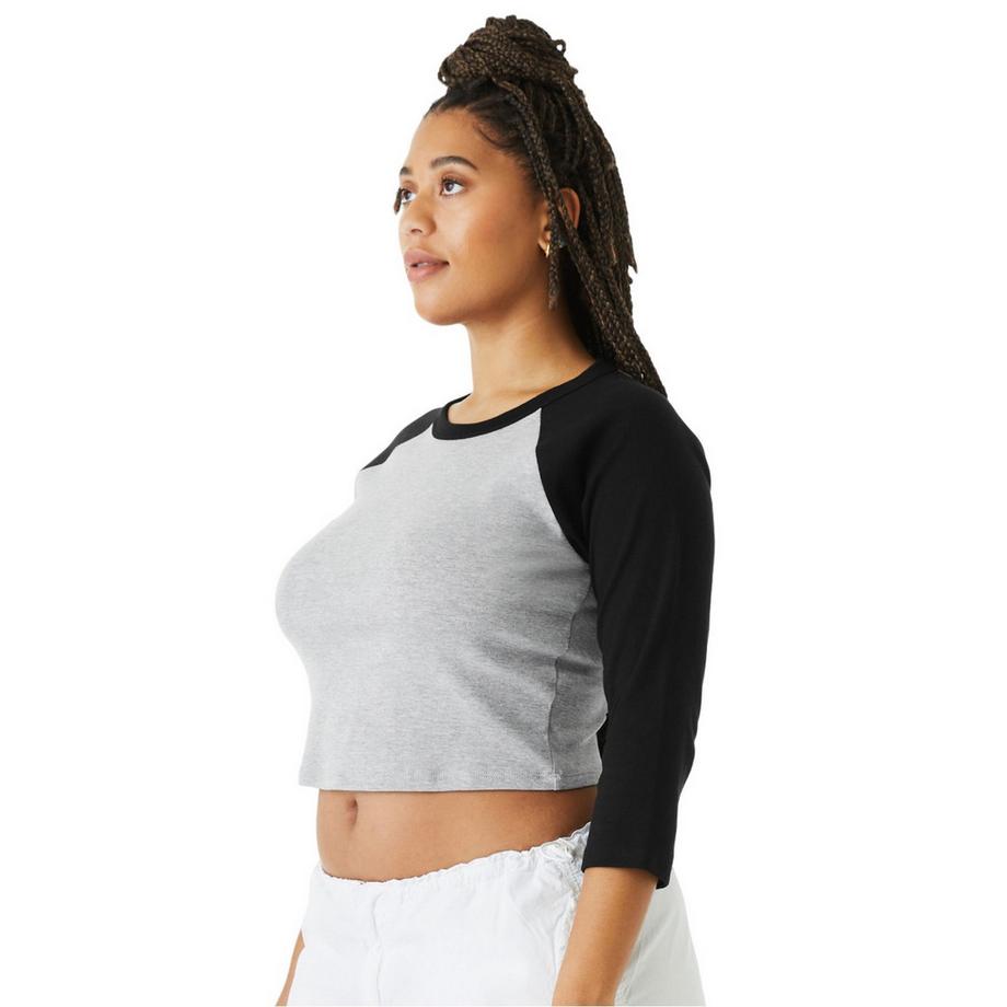 Bella + Canvas Top Corto con Maniche Raglan  