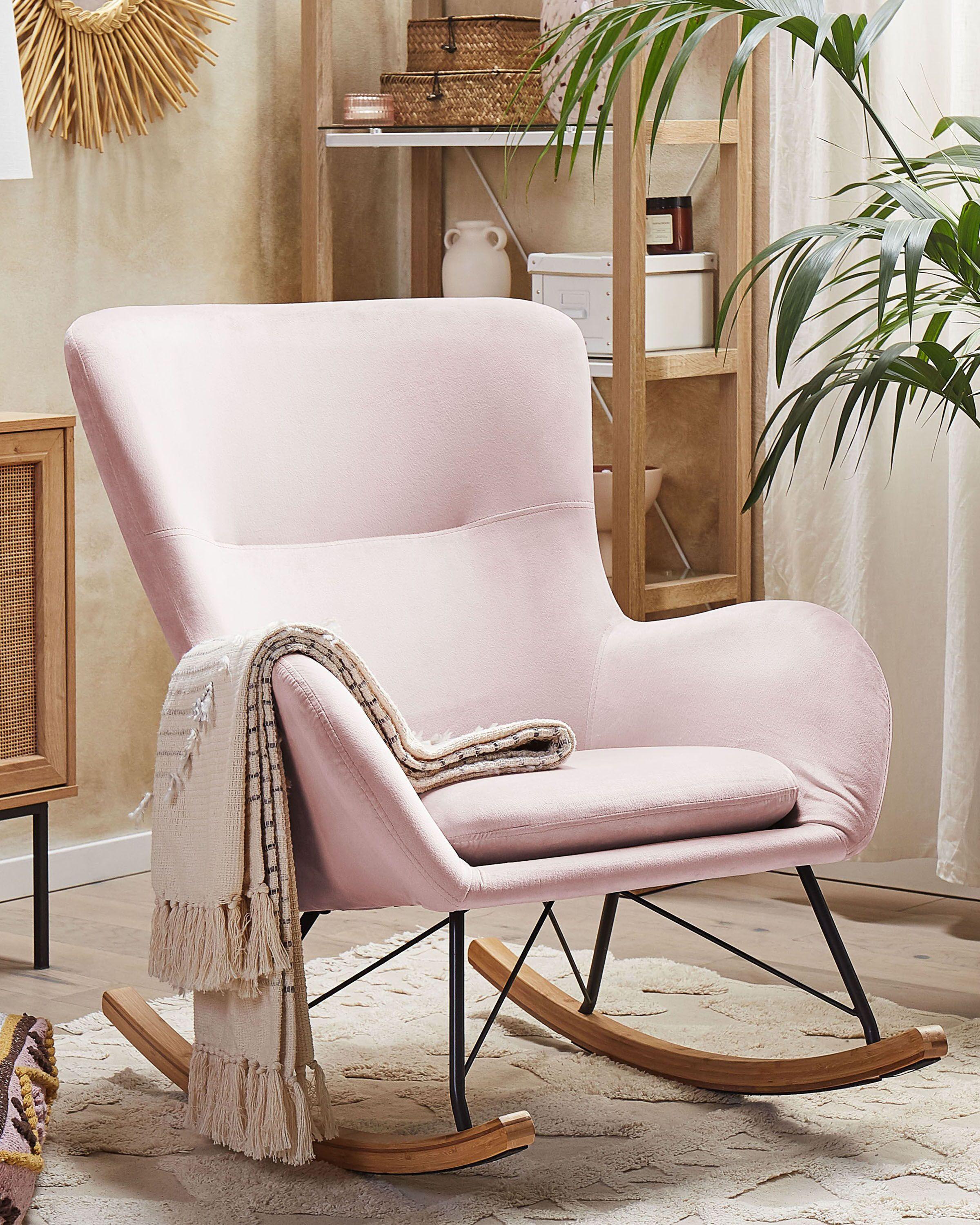 Beliani Fauteuil à bascule en Velours Glamour ELLAN  